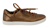 Dolce & Gabbana Goldene Leder-Herren-Freizeitsneaker