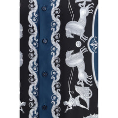 Versace Blaues Seidenhemd mit Muster