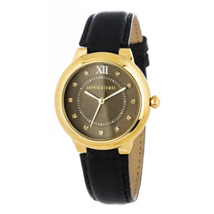 DEVOTA & LOMBA Schwarze Leder-Armbanduhr
