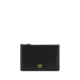 PINKO Black Calf Leather Bos Taurus Shoulder Bag