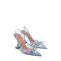 Amina Muaddi Blue Plexiglass High Heel Pumps
