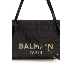 Balmain Black Raffia Shoulder Bag