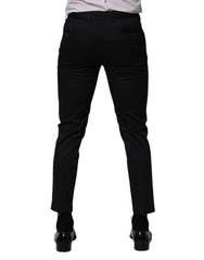 Dolce & Gabbana Dark Blue Cotton Skinny Dress Trouser Pants