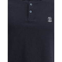 Brunello Cucinelli Blue Cotton Polo Shirt