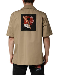Dolce & Gabbana Braunes Pin-up Herren Freizeit-Kurzarmhemd