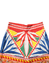 Dolce & Gabbana Mehrfarbige Seiden-Carretto-Leggings mit Stretchbund