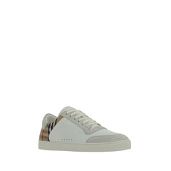 Burberry White Calf Leather Bos Taurus Low Top Sneakers