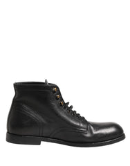Dolce & Gabbana Schwarze geschnürte kurze Stiefeletten Herrenschuhe
