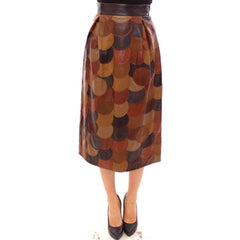 Dolce & Gabbana Bruine Midi Rok van Lamsleer