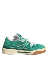 Dolce & Gabbana Grüne Wildleder New Roma Low Top Sneakers Schuhe