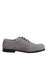 Dolce & Gabbana Graue Fleece Schnür-Derby-Anzugschuhe für Herren