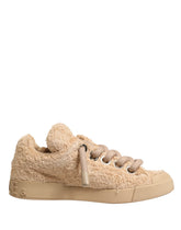 Dolce & Gabbana Schuhe Beige Faux-Shearling Low-Top-Sneaker