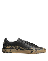 Dolce & Gabbana Schwarze Portofino Low-Top-Sneakers mit Schlamm-Effekt