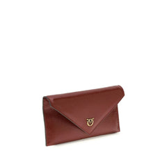 PINKO Bordeaux-farbene Kalbsleder-Clutch aus Bos Taurus