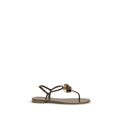 Giuseppe Zanotti Braune flache Sandalen aus Edelstahl