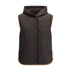 Brunello Cucinelli Braune ärmellose Nylonjacke