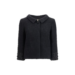 Valentino Garavani Black Wool Biker Jacket