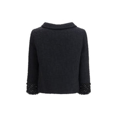 Valentino Garavani Black Wool Biker Jacket