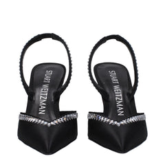 Stuart Weitzman Stiletto-Sandalen aus schwarzem Satin