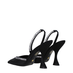 Stuart Weitzman Stiletto-Sandalen aus schwarzem Satin