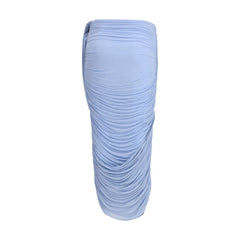 Magda Butrym Blauer Kupferfarbener Midirock