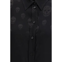 Alexander McQueen Schwarzes Hemd aus Viskose mit Muster
