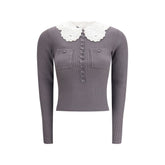 Self-Portrait Gray Viscose Shirt