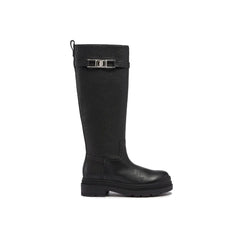Salvatore Ferragamo Schwarze Overknee-Stiefel aus Kalbsleder