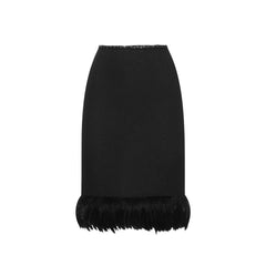 Saint Laurent Schwarzer Seidenmidi-Rock