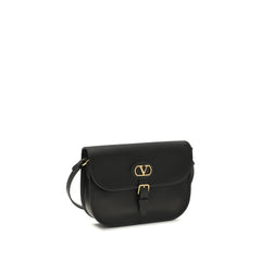 Valentino Garavani Black Calf Leather Bos Taurus Shoulder Bag