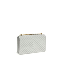 PINKO Gray Calf Leather Bos Taurus Shoulder Bag