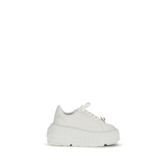 Casadei White Calf Leather Bos Taurus Platform Sneakers