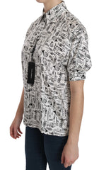 Dolce & Gabbana Weiße Bluse mit Musiker-Motiv und Kragen