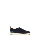 Santoni Blue Calf Leather Bos Taurus Low Top Sneakers