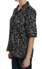 Dolce & Gabbana Black Musical Instrument Print Silk  Top