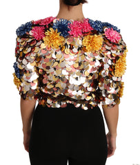Dolce & Gabbana Kristall-Pailletten Jackenmantel mit Blumenmuster