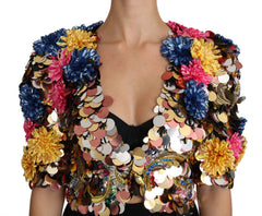Dolce & Gabbana Kristall-Pailletten Jackenmantel mit Blumenmuster