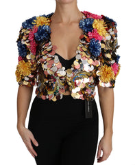 Dolce & Gabbana Kristall-Pailletten Jackenmantel mit Blumenmuster