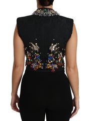 Dolce & Gabbana Schwarze Kristall-Sizilien-Weste