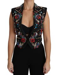 Dolce & Gabbana Schwarze Kristall-Sizilien-Weste