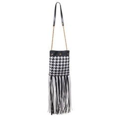 Versace Schultertasche aus schwarzem und weißem Leder und Textil
