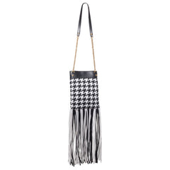 Versace Schultertasche aus schwarzem und weißem Leder und Textil
