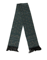 Dolce & Gabbana Groene Zijden Sjaal met Bloemenpatroon en Franjes 135cm X 16cm