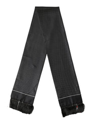 Dolce & Gabbana Schwarzer Seiden-Foulard mit Polka Dots und Kronen-Motiv 140cm X 16.5cm Schal