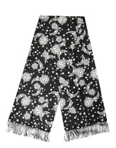 Dolce & Gabbana Zwarte Zijden Zon Maan Ster Franje Foulard 178cm X 33cm Sjaal