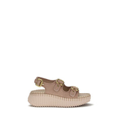 Chloé Mehrfarbige Sandalen mit Plateau aus Kalbsleder