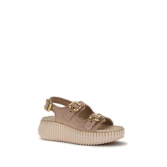 Chloé Mehrfarbige Sandalen mit Plateau aus Kalbsleder