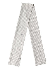 Dolce & Gabbana White Brown Polka Dot Silk Bandeau Neck Wrap 151cm x 13cm Scarf