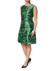 Dolce & Gabbana Green Clover Print Sleeveless A-Line Dress