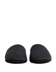 Dolce & Gabbana Dunkelblaue Woll-Baumwoll-Slipper mit rotem Chevron-Muster